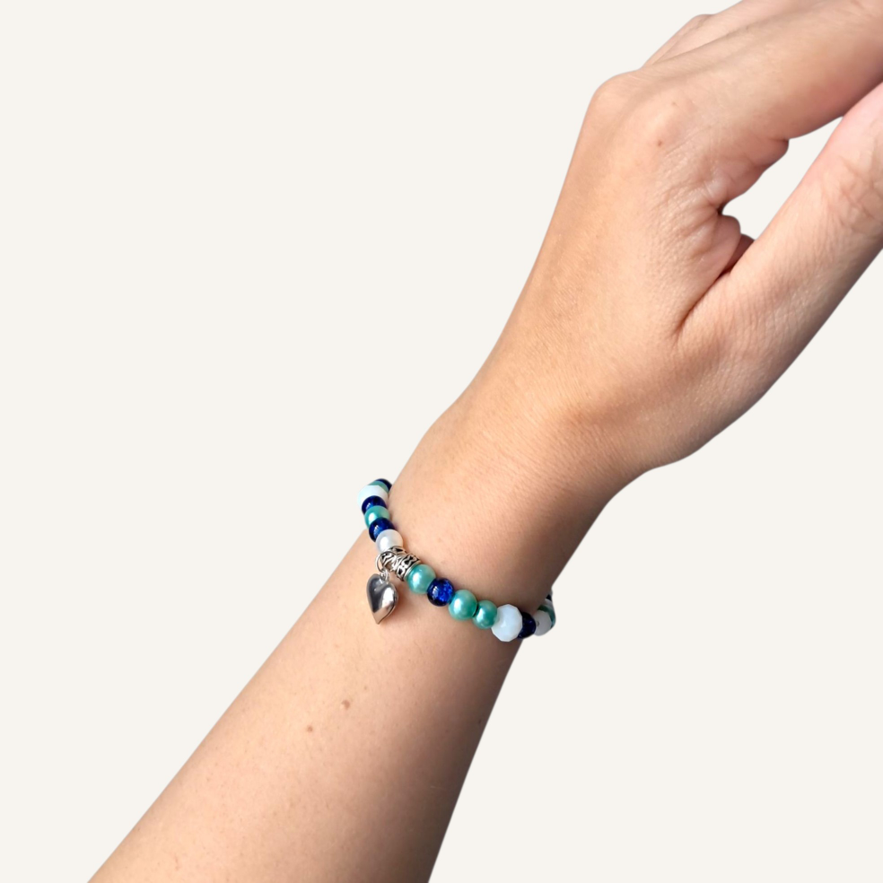 Blue Juniper Bracelet With Heart Charm