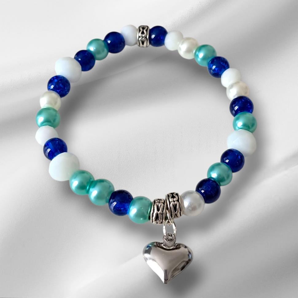 Blue Juniper Bracelet With Heart Charm
