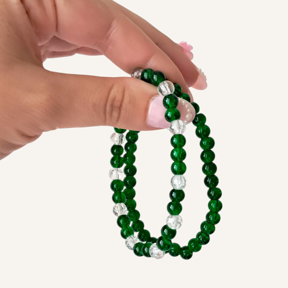 Emerald & Crystal Bracelet Set