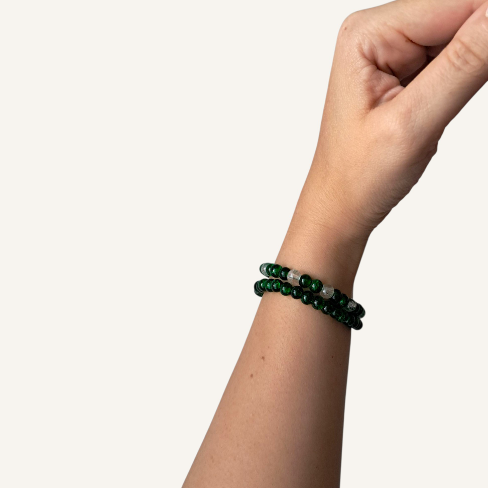 Emerald & Crystal Bracelet Set